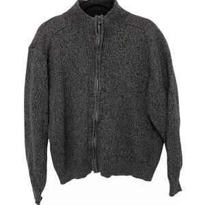 Full Zip Cardigan Sweater Knitwear Mock Neck Gray XL‎ Oscar De La Renta Cotton